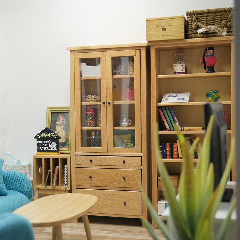 1:6 1:12 Dollhouse Miniature Tv Cabinet Bookcase Glass Cabinet Chest Of Drawers Dust Cabinet Furniture Model Decor Toy