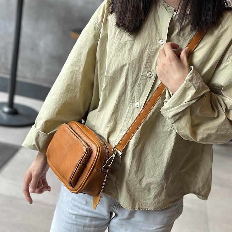 Johnature Borsa a cuscino da donna casual Borse a tracolla e a tracolla versatili in morbida pelle di vacchetta semplice in tinta unita in vera pelle