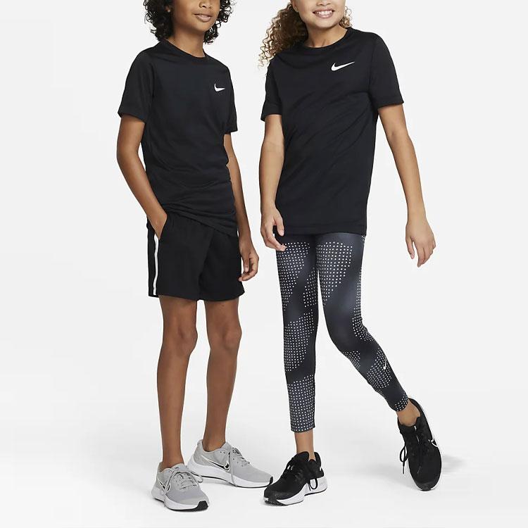 Nike T-shirt à Manches Courtes Décontracté Dri-FIT Legend avec Imprimé Logo Couleur Unie Hauts pour Enfants Noir DX9537-010