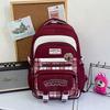 Schoolbag Korean Version of Mori Primary School Student Schoolbag Female High-value Plaid Contrasting Color College Style Middle School Student Multi-