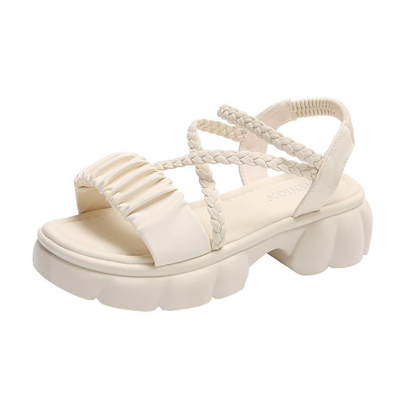 

Xianfeng platform sandals are worn outside the summer new 22-year-old beautiful soft sole with beach sandals 35 бежевый