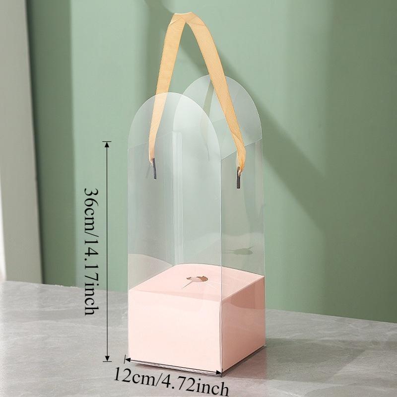5er-Set Tragbare Klare Plastik-Blumenkästen Transparente Handheld-Rosen-Geschenkbox für Blumenstraußverpackung Kleine Florale DIY-Hülle Taschen