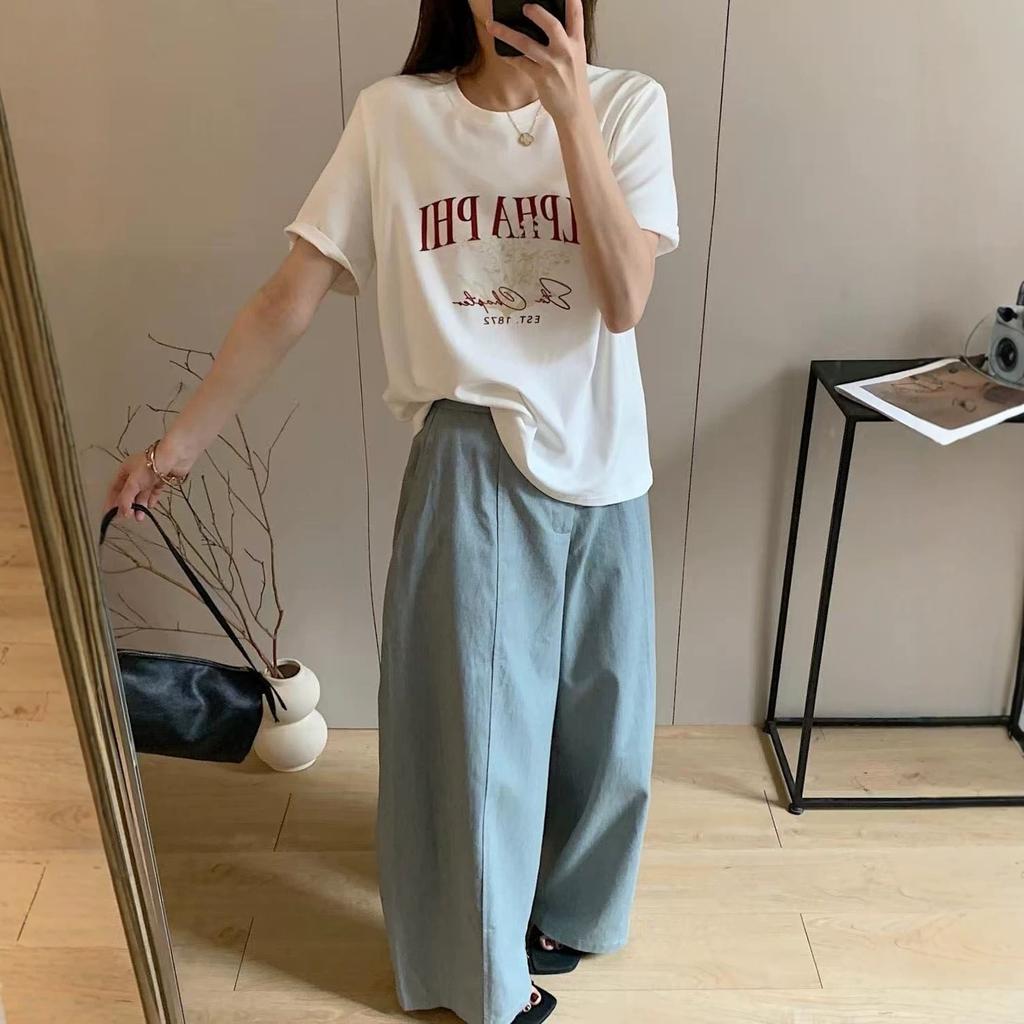 Spring and Summer New Style Simple Letter Print Round Neck Short Sleeve T-Shirt for Women - Loose Fit, Versatile and Comfortable Casual Top