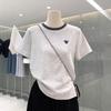 Women's Slimming Elephant Embroidery Round Neck Short-Sleeve T-Shirt - 100% Cotton, Youthful Design