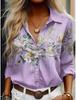 Sommer Damen Hemd Blumen Grafik Bluse Reverskragen Bluse Damen Langarmhemden Damenbekleidung Damenkleidung