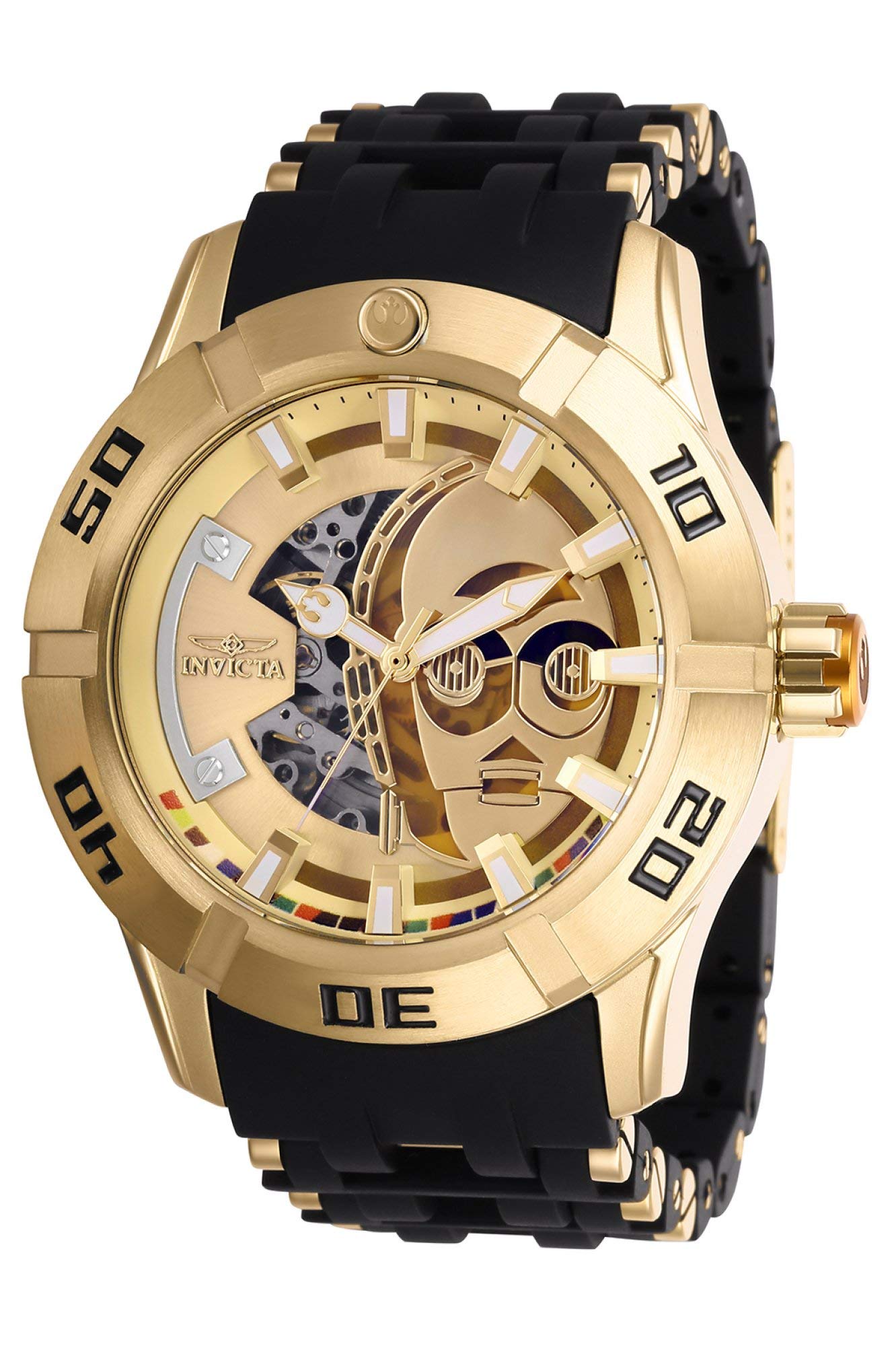 

Invicta Star Wars Поліуретановий ремінець Сталевий корпус Автоматичний Аналоговий Годинник 26550 Чоловічий Золотистий чорний