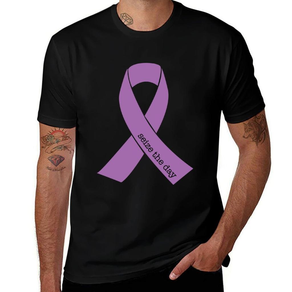 Seize The Day Epilepsy Awareness Ribbon TShirt Light Athletic Short Sleeve Tee Shirt
