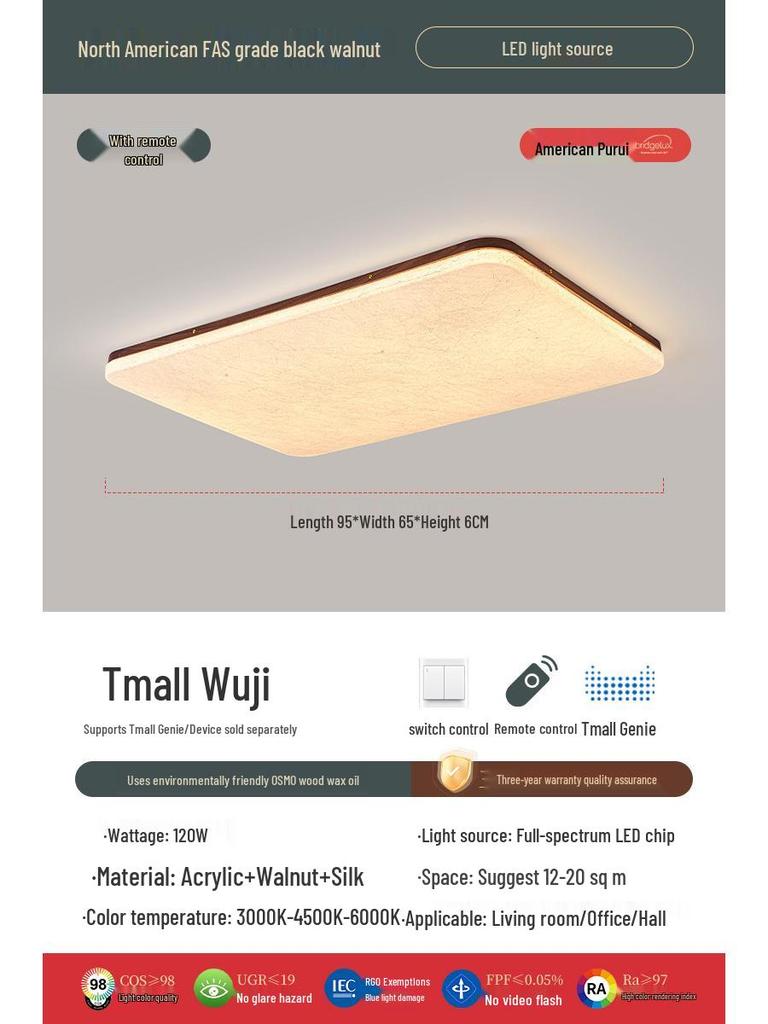 Retro Walnut Zen Ceiling Light with Song Dynasty Silk Aesthetics