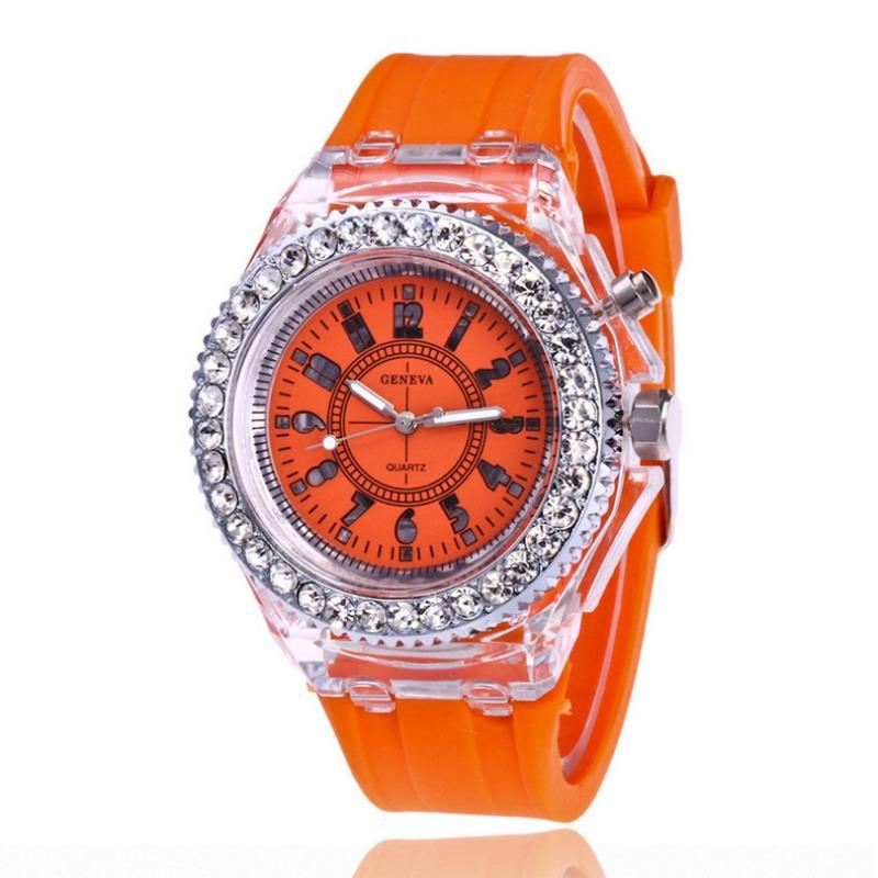 New colorful lights personalized rhinestone led Harajuku fashion trend male and female students couple quartz watch