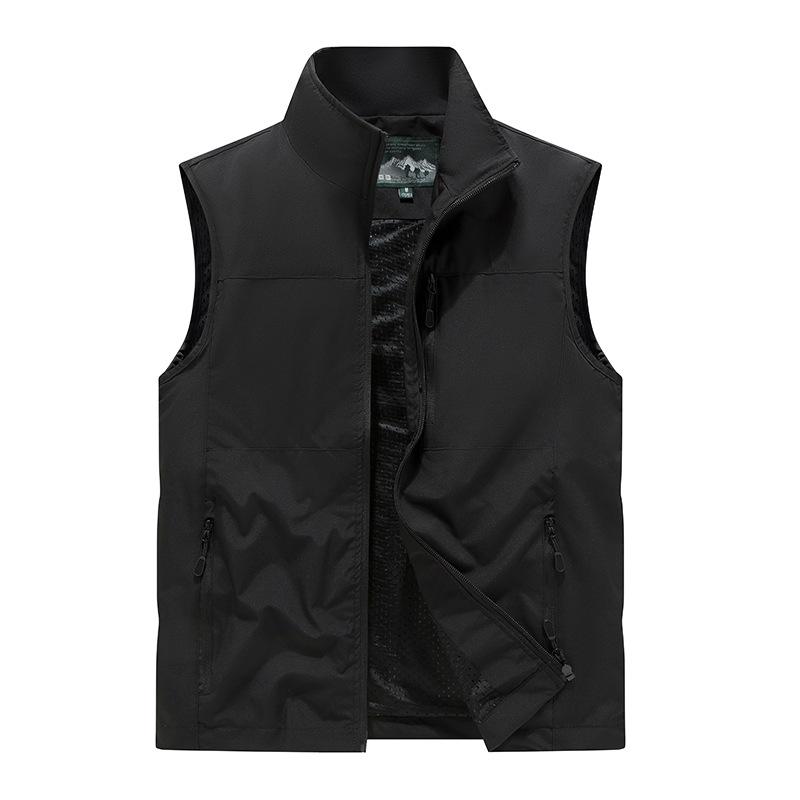 Men's Spring Breathable Outdoor Fishing Vest with Stand Collar and Logo