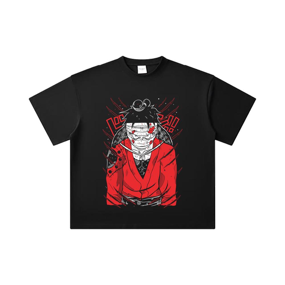 260 GSM Double Yarn 32 Count 100% Cotton One Piece V26 Luffy Wano Print Unisex Heavy Cotton T Shirt