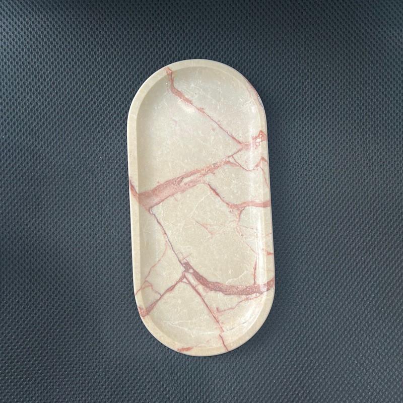 Natural Marble Soap Dispenser Tray Hotel Bathroom Vanity Organizer Modern Minimalist Decorative Serving Dish