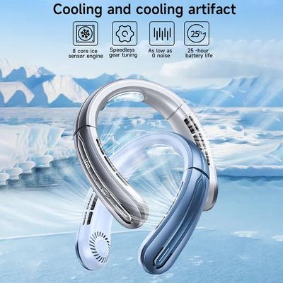 Portable Mini Hanging Neck Fan Digital Display Power Fan Neckband Air Cooler USB Rechargeable Fans Cooling Tool Summer Fanatec