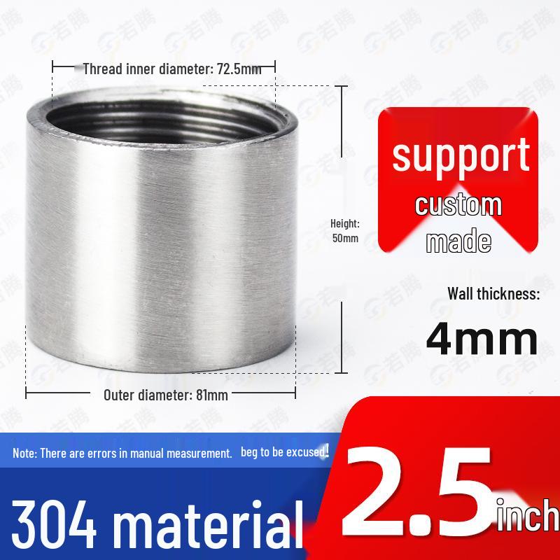 304 Stainless Steel Double Female Thread Pipe Fitting, Internal Thread, 4 to 6 Points, 1 Inch