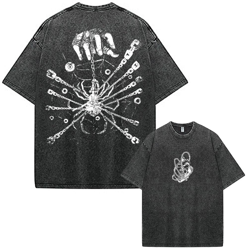 Anime Hunter X Hunter Shizuku Spider Troupe Phantom Vintage Washed T-shirt Men Women Fashion Casual Cotton Short Sleeve T-shirts