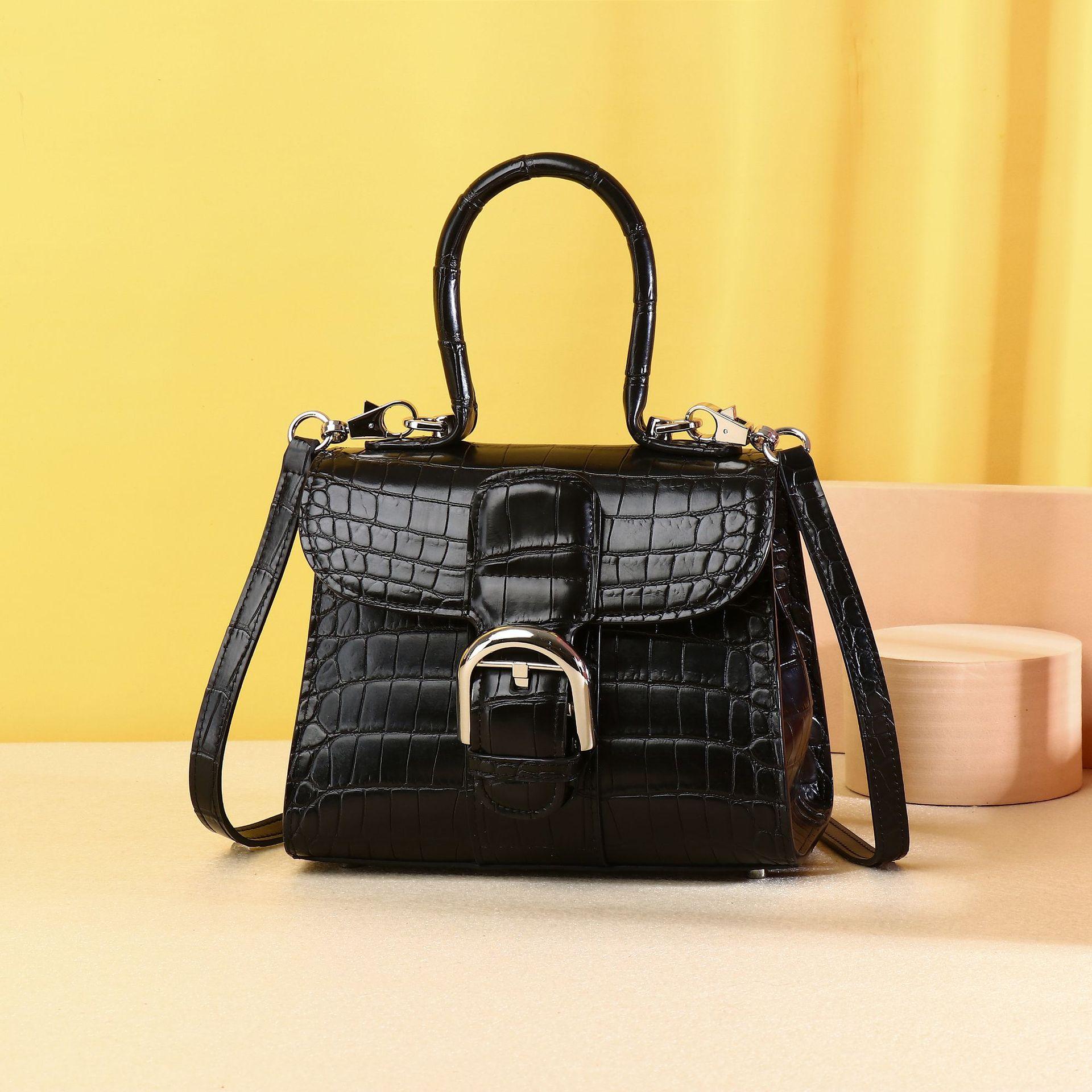 

Женская сумочка с узором крокодилового живота, маленькая сумка через плечо, классическая сумка Devoo, женская сумка с откидным клапаном гималайского белого цвета чёрный