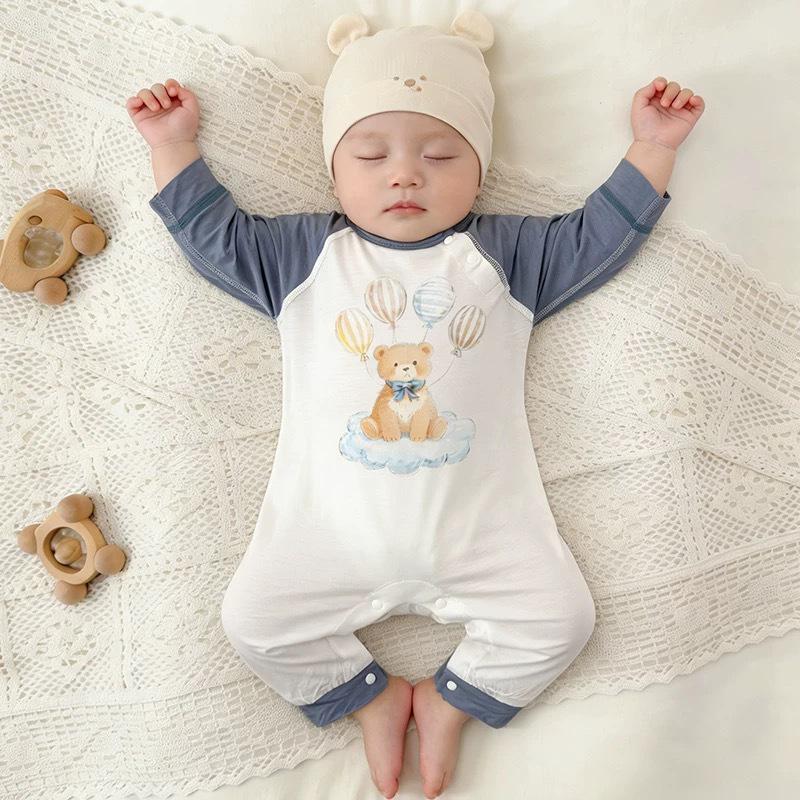 Modal Sommer Baby Langarm Strampler Schlafanzug für Neugeborene