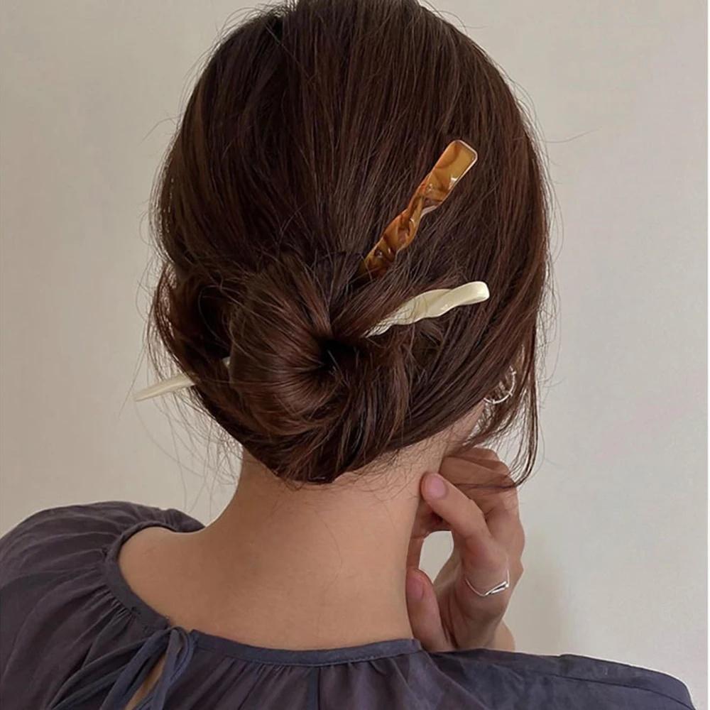 Vintage Acetate Hair Sticks For Women Girls Chopstick Bun Maker Elegant Hairpins Wedding Bridal Hair Accessories