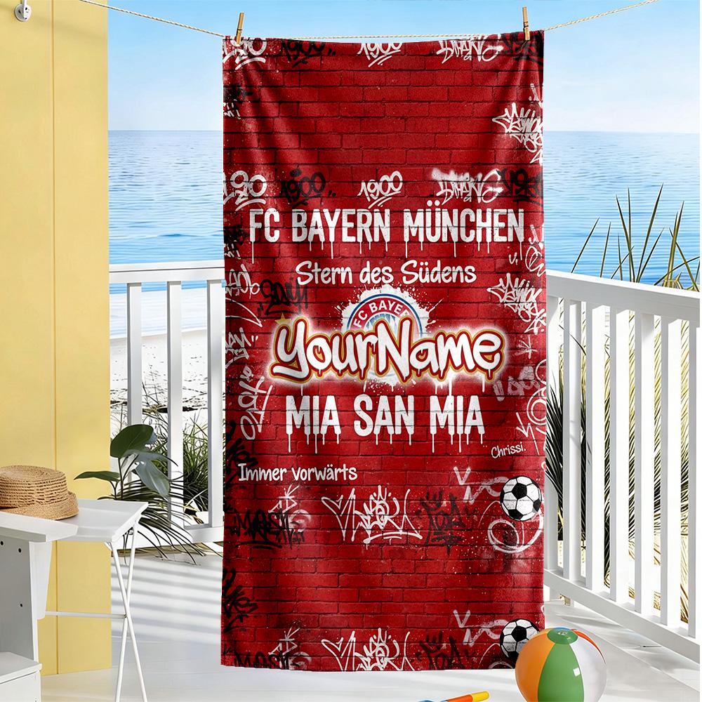 Bayern Munich Customize Your Name Beach Towel High Absorbency & Quick-Dry Suitable for Sports Travel Swimming Yoga Bathroom Beach And Pool