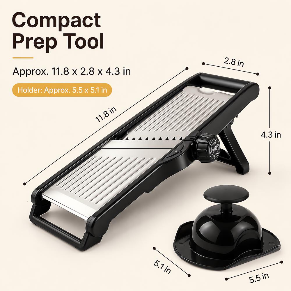 Adjustable Mandoline Slicer with Food Holder Stainless Steel Kitchen Vegetable Slicer Julienne Cutter Blade for Home Cooking 4