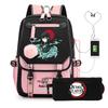 Two-dimensional Peripheral Day Man Ghost Extinguishing Backpack Pencil Bag Large Capacity Student Leisure Schoolbag with USB Port
