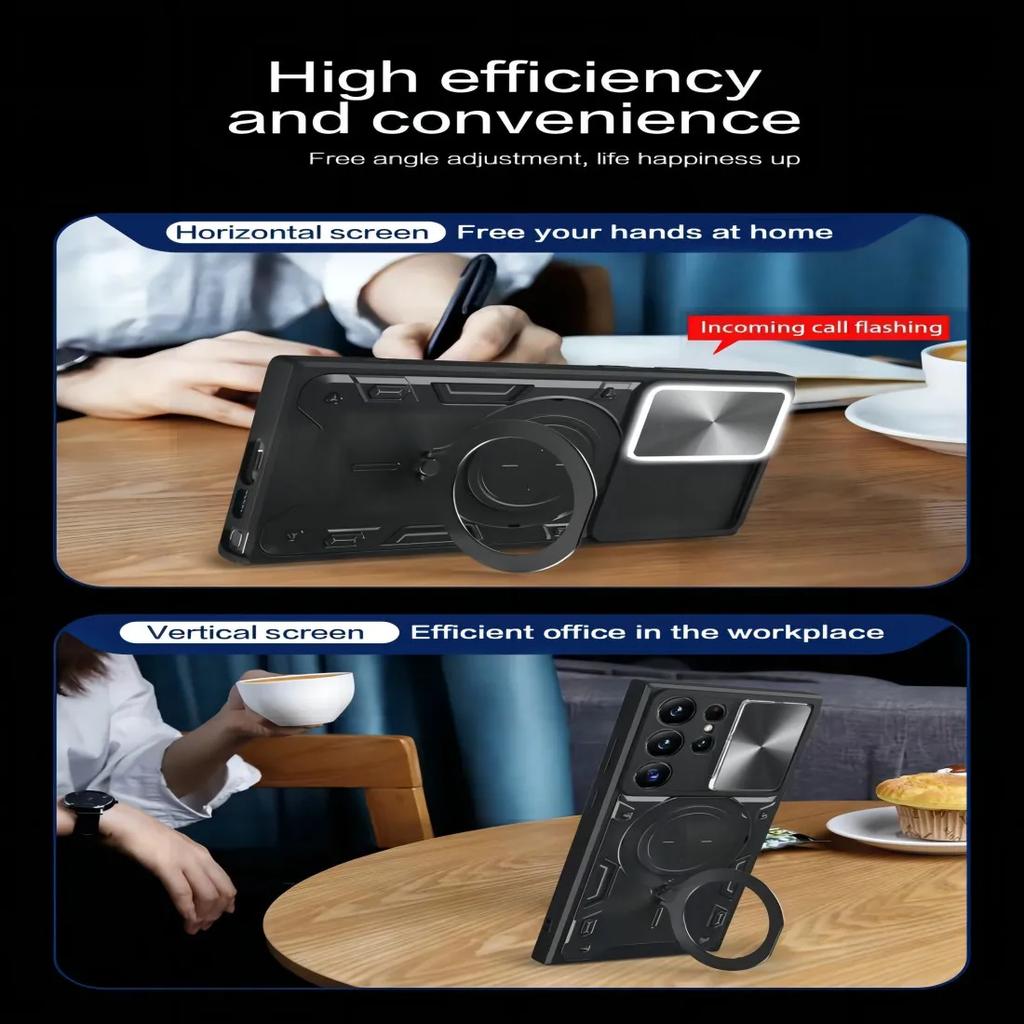 Handyhülle für Samsung Galaxy S24 S23 S21 S20 FE Ultra A54 A34 Magnetisch Rotierende Kamera Schiebeschutz Ring Abdeckung