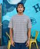 Peullukeu Retro Striped Short Sleeve T-Shirt Gray Fst343