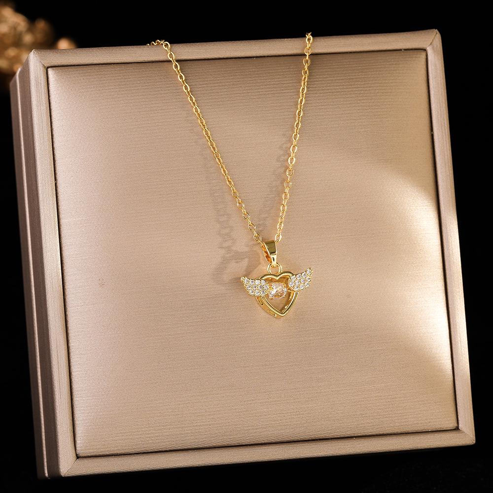 Hochwertige Damen Halskette aus Titanstahl mit vierblättrigem Kleeblatt - Nicht verblassend, vielseitige Schlüsselbeinkette