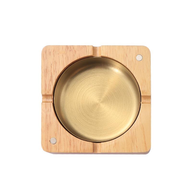 Solid Wood Ashtray with Lid - Large Creative Luxury Cigarette Tray Anti-Slip & Anti-Fly Ash for Home/Hotel