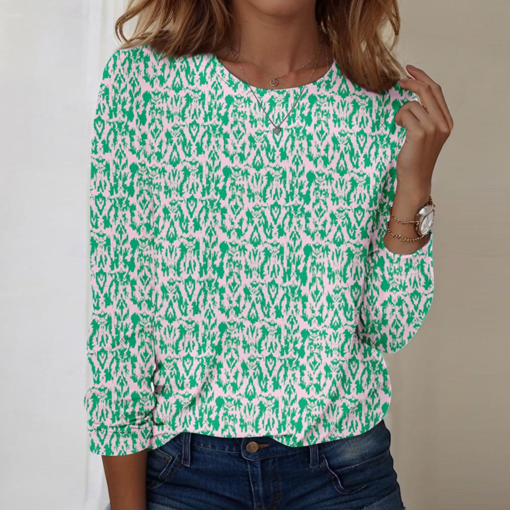 Long Sleeve Shirts For Women Cute Print Graphic Tees Blouses Casual Plus Size Basic Tops Pullover