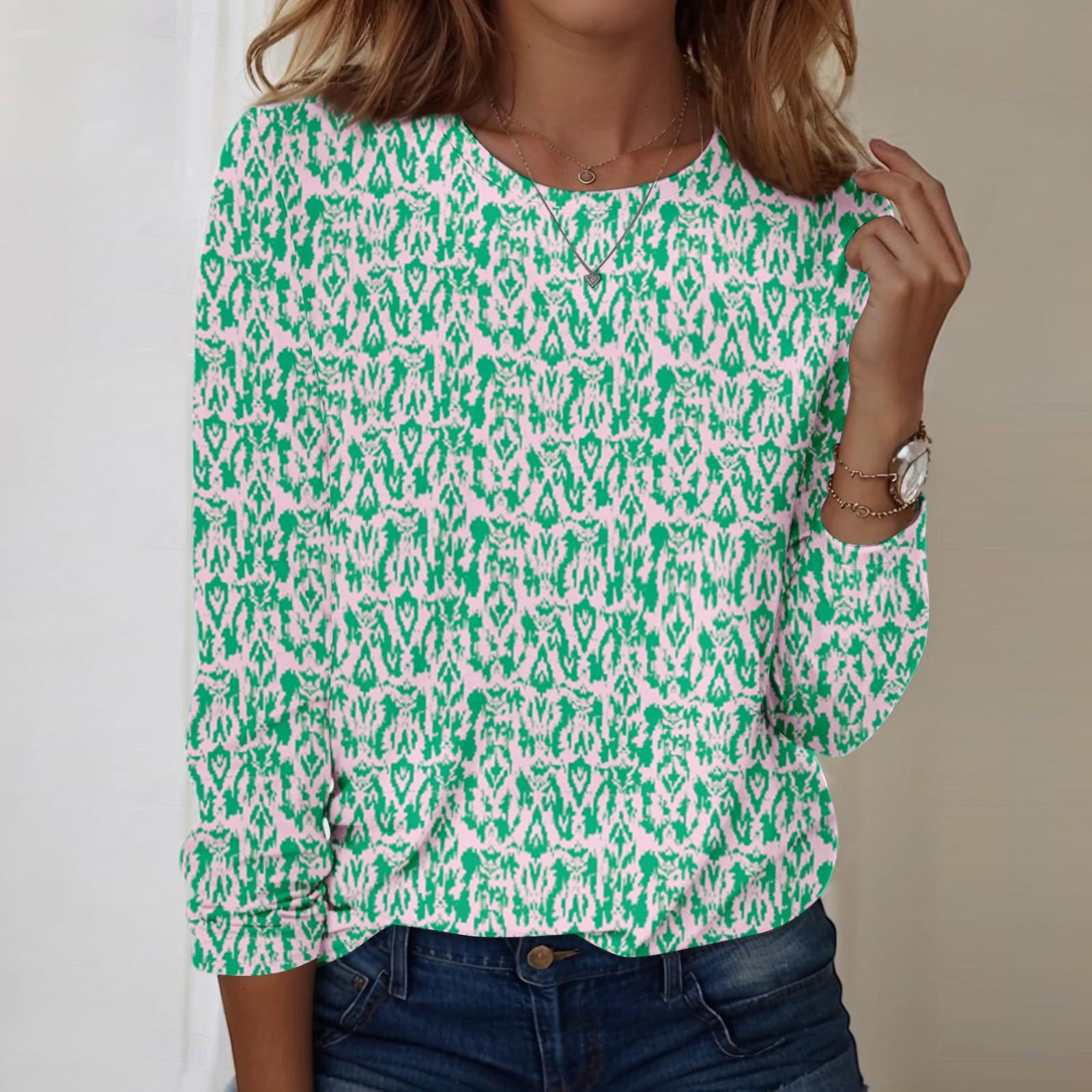 

Рубашки с длинным рукавом для женщин, милые футболки с графическим принтом, блузки, повседневные базовые топы больших размеров, пуловеры M