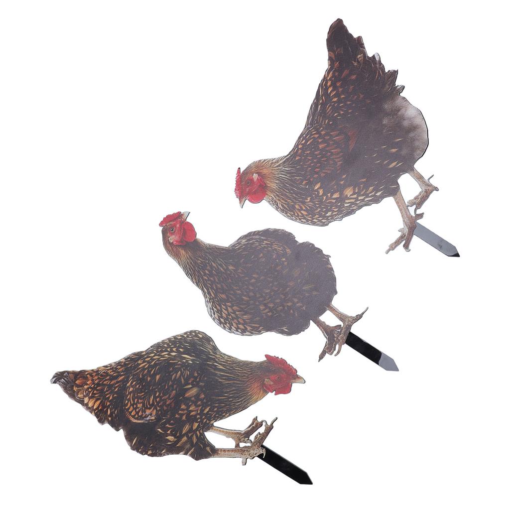 3Pcs Rooster Garden Stake Acrylic Colorful Lifelike Weather Proof Chicken Yard Stake Statue Decorati