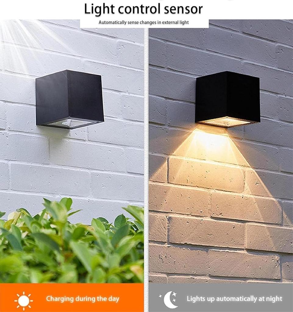 Solar Wall Light 2 Mode Lighting Square Courtyard Decorative Lamp Villa Garden Landscape Lighting