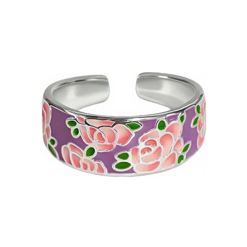 Flower Shadow Shaking Wind Sweet And Gentle Camellia Flower Color Light Luxury Ring Femininity Fashion National Style Niche Ring Tide