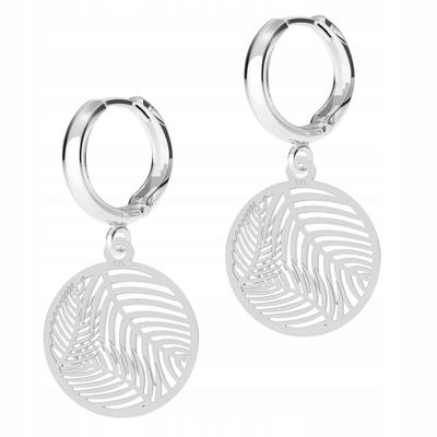 Silver Earrings Round Plates With Palm Leaves Palm Leaf Silver 925