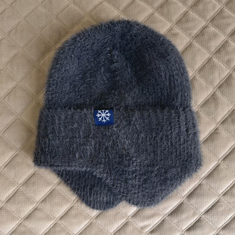 Outdoor warm knitted hats, winter wool earmuffs, men's and women's autumn and winter hats, stretch thick windproof hats, cycling hats
