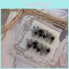 Fashion-forward Black Camellia Nail Adornments Handmade Butterfly Stickers For Women