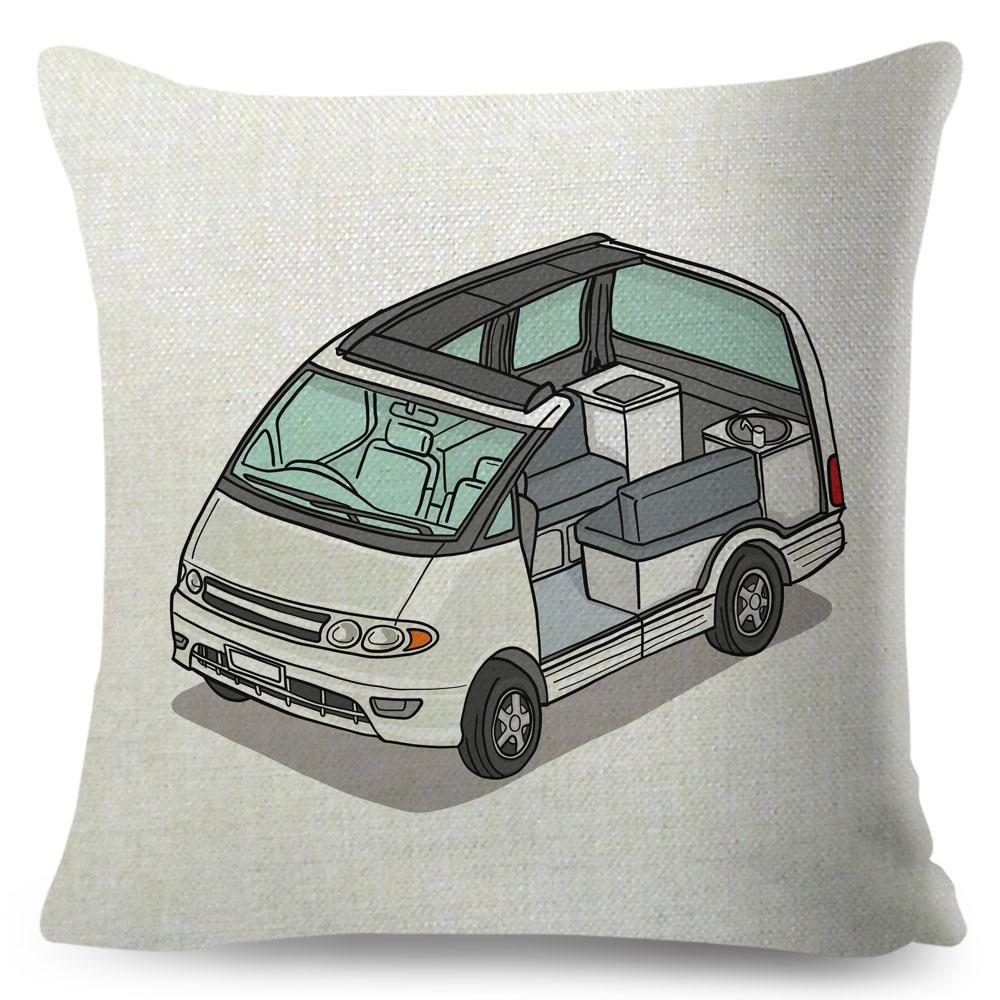 Van Life Pillow Case Decor Cartoon Camper House Travel Car Cushion Cover for Sofa Home Children Room Vanlife Pillowcase 45x45cm
