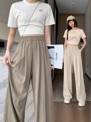 Women's Retro High-Waist Wide-Leg Pleated Pants - Summer Casual Loose Fit