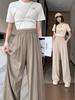 Women's Retro High-Waist Wide-Leg Pleated Pants - Summer Casual Loose Fit