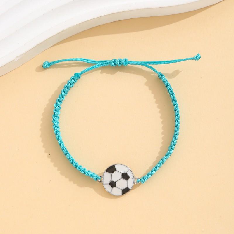 Handmade Braided Alloy Sports Fan Bracelet Baseball Basketball Soccer Team Support Unisex Wristband Jewelry