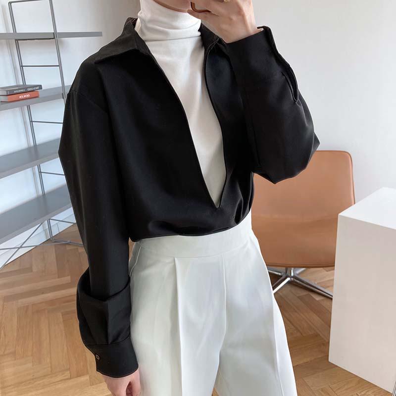 LUXI 2025 Autumn Women’s Long Sleeve V-Neck Fashion Top
