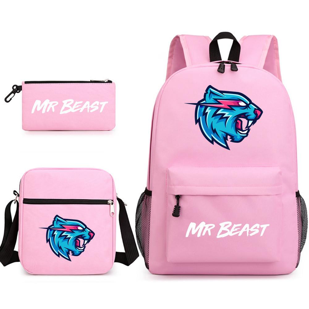 Stylish Mr Beast Lightning Cat Three Piece Bag Set Ideal For Kids In School Activities