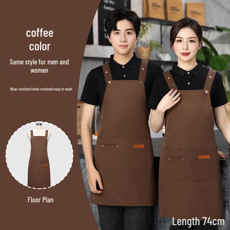 Waterproof Women's Apron for Catering: Logo-Printed, Ideal for Kitchen, Milk Tea & Coffee, 2026 Design