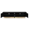 Modern Black TV Stand with Wood Grain – 175 Cm – Minimalist, Curved Design – Plenty of Storage Space and Cable Management