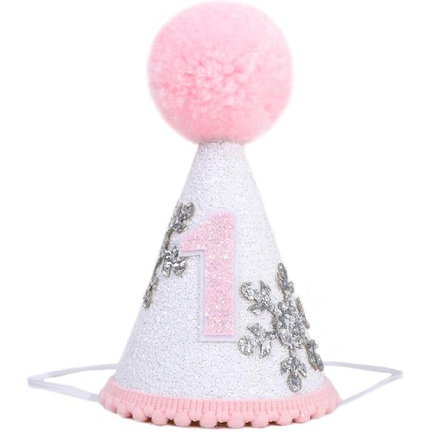 Winter Onederland 1st Birthday Hat - Pink Snowflake 1st Birthday Crown, Winter Onederland Birthday Decoration for Girls, Winter First Birthday Decor,