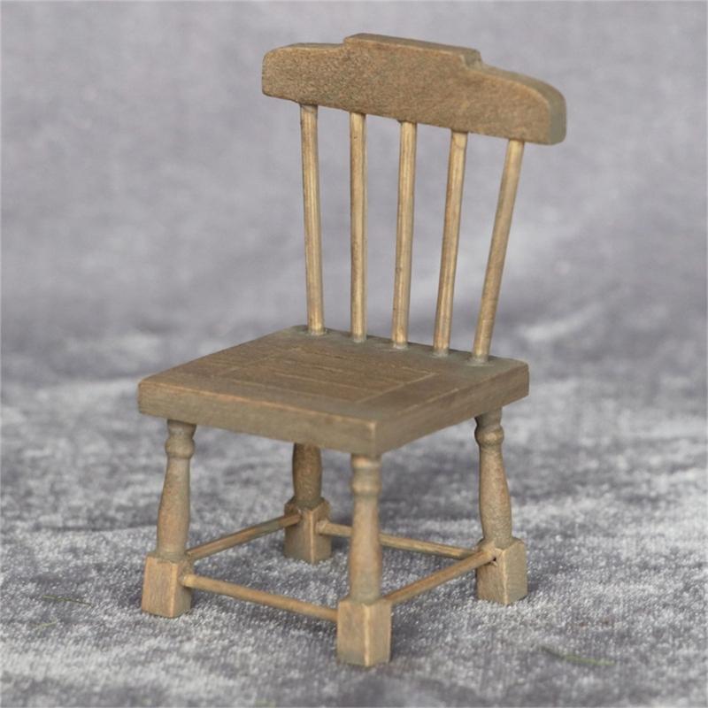 Simulation Wood Miniature Dining Table Chair for Dollhouses Decoration and Creative Dollhouses Scene Display Decoration
