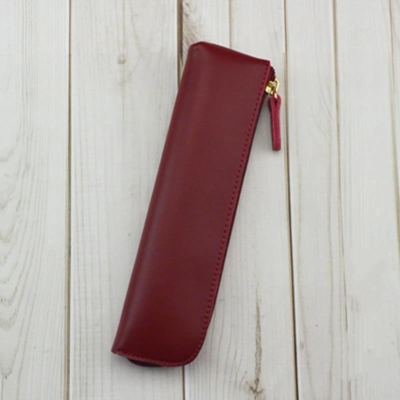 Pu Leather Pen Holder Brass Snap Closure Fine Stitching Office School Use Gifts For Writers Students