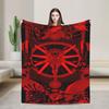 Red Symbol Art Ultrakill Shooting Game Blanket Soft Warm Plush Bedding Throws For Couch Chair Flannel Bedspread Bed Cover