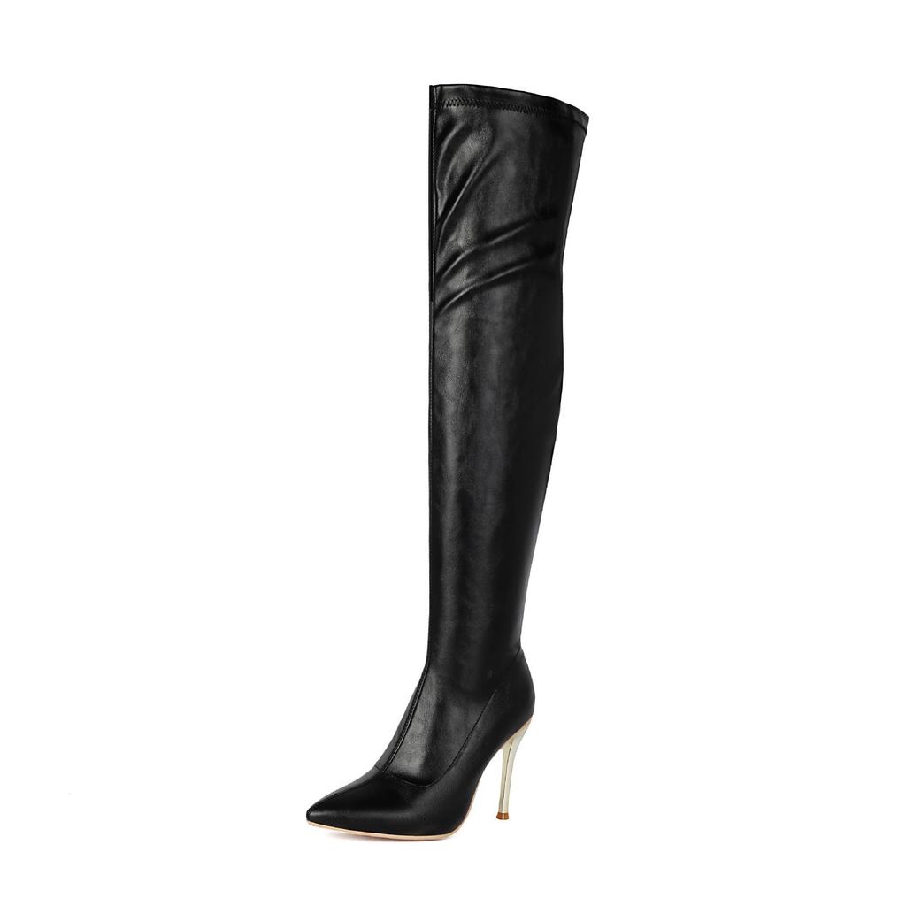 Stivali sexy da donna con tacco a spillo, sopra il ginocchio, a punta, taglie forti 40-48, tacco ultra alto, stile europeo